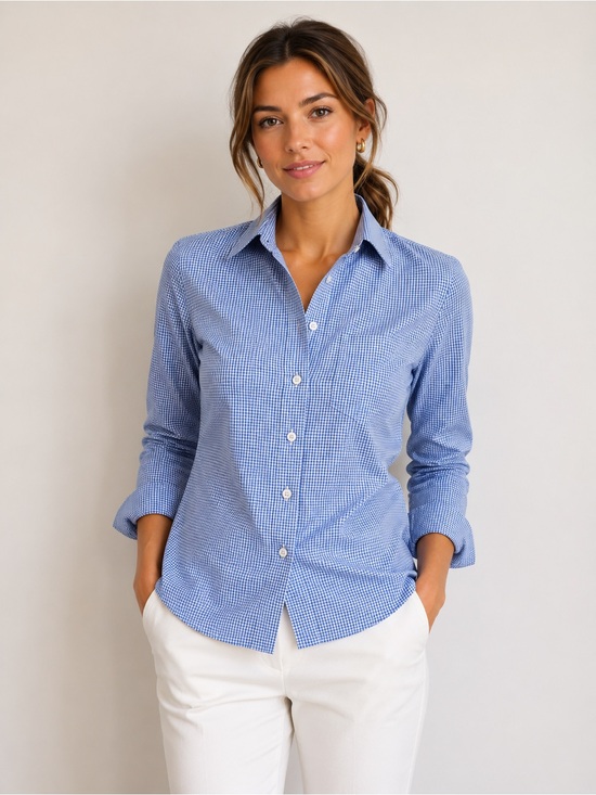 Ralph Lauren Tops - Lauren Ralph Lauren Slim Fit Blue White Gingham Shirt Size 15 34/35 (M/L) Chic